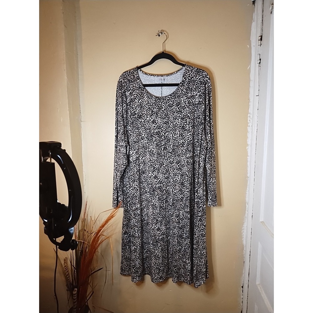 Old Navy Womens Leopard Animal Print Long Sleeve Sheath Dress 3X Plus Brown